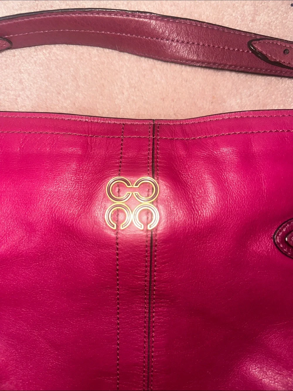 Coach Colette Hobo Bag Vibrant Pink Gold Hardware